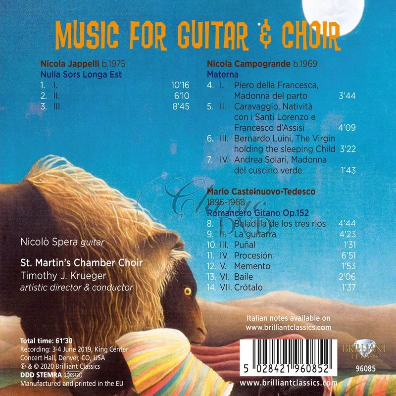  MUSIC FOR GUITAR & CHOIR Nicola Jappelli, Nicola Campogrande, Mario Castelnuovo-Tedesco (CD)