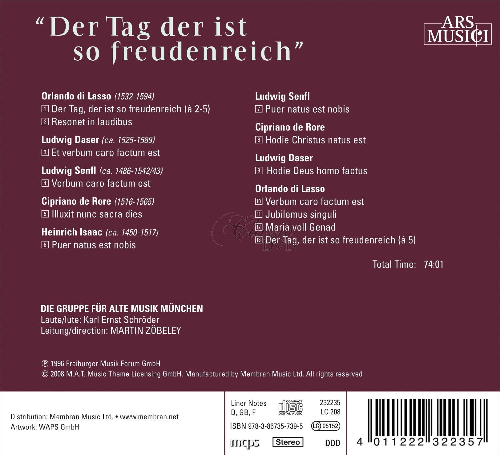 Der Tag der ist so freudenreich - Münchner Weihnachtsmusik Des 16. Jahrhunderts (CD)