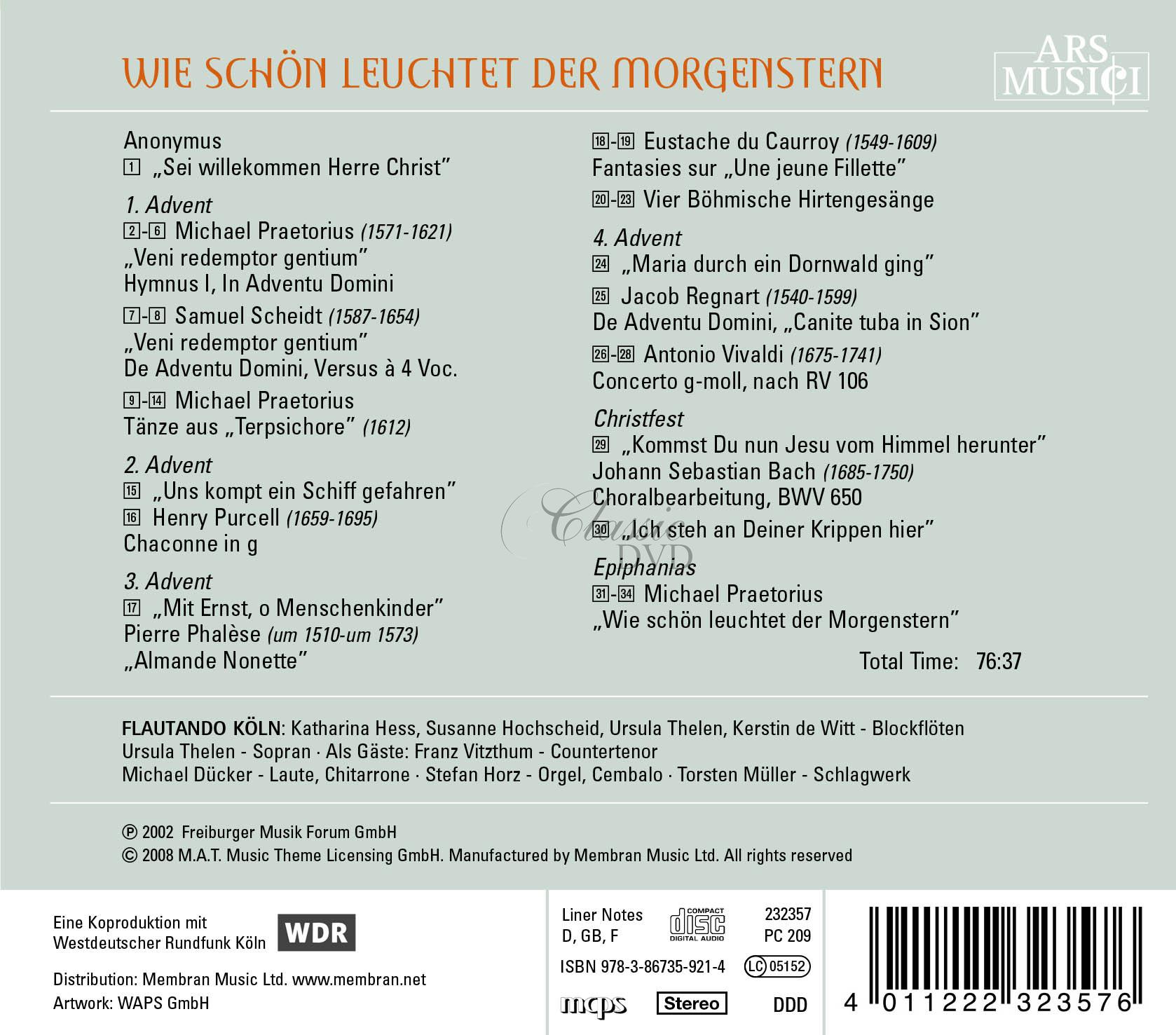 Musik zur Weihnachtszeit - Wie schön leuchtet der Morgenstern. Flautando Köln (CD)
