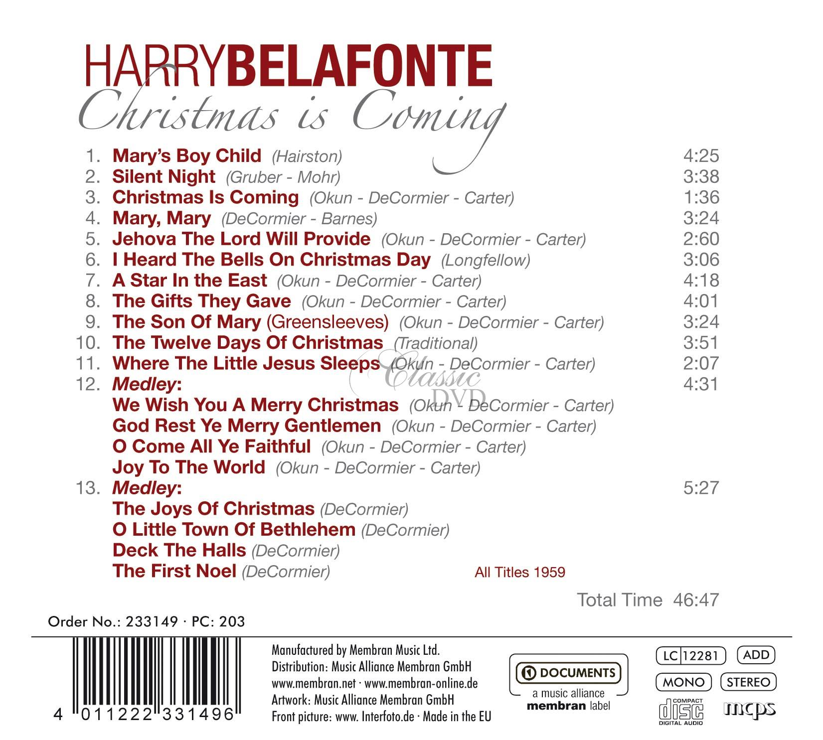 Harry Belafonte: Christmas Is Coming (CD)