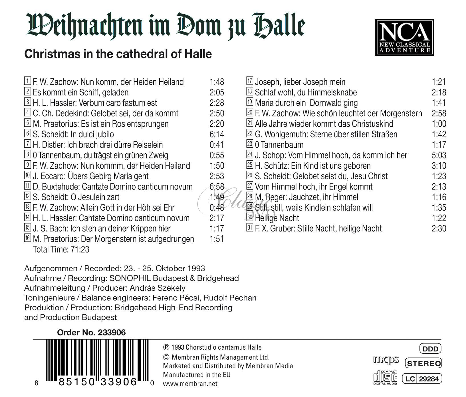 Kammerchor Cantamus Halle - Weihnachten im Dom zu Halle (CD)