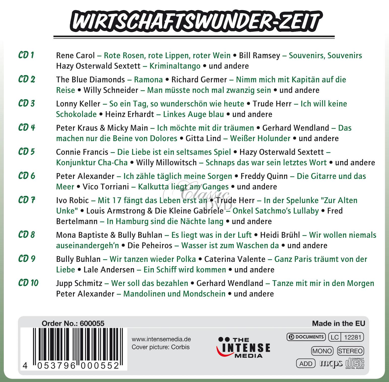 Wirtschaftswunder-Zeit / Die Grössten Schlager 1949-1960 (10CD)