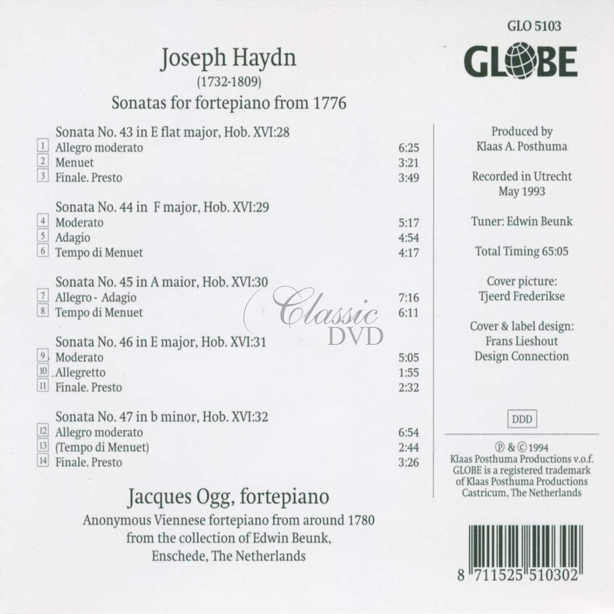 HAYDN Sonatas For Fortepiano. Jacques Ogg (CD)