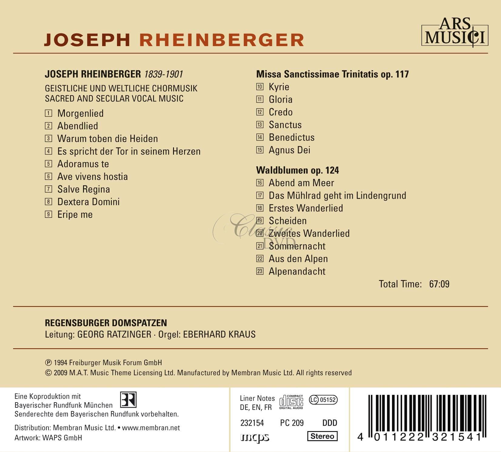 Josef Rheinberger: Missa Sanctissimae Trinitatis op.117 (CD)