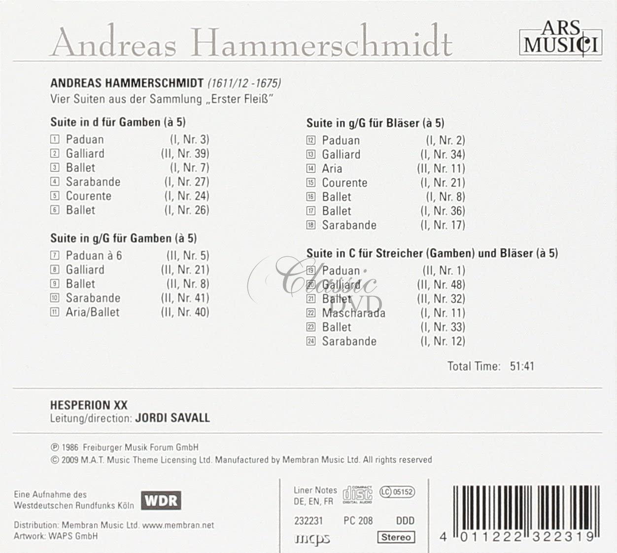 Andreas Hammerschmidt - 4 Suiten aus Erster Fleiß (CD)