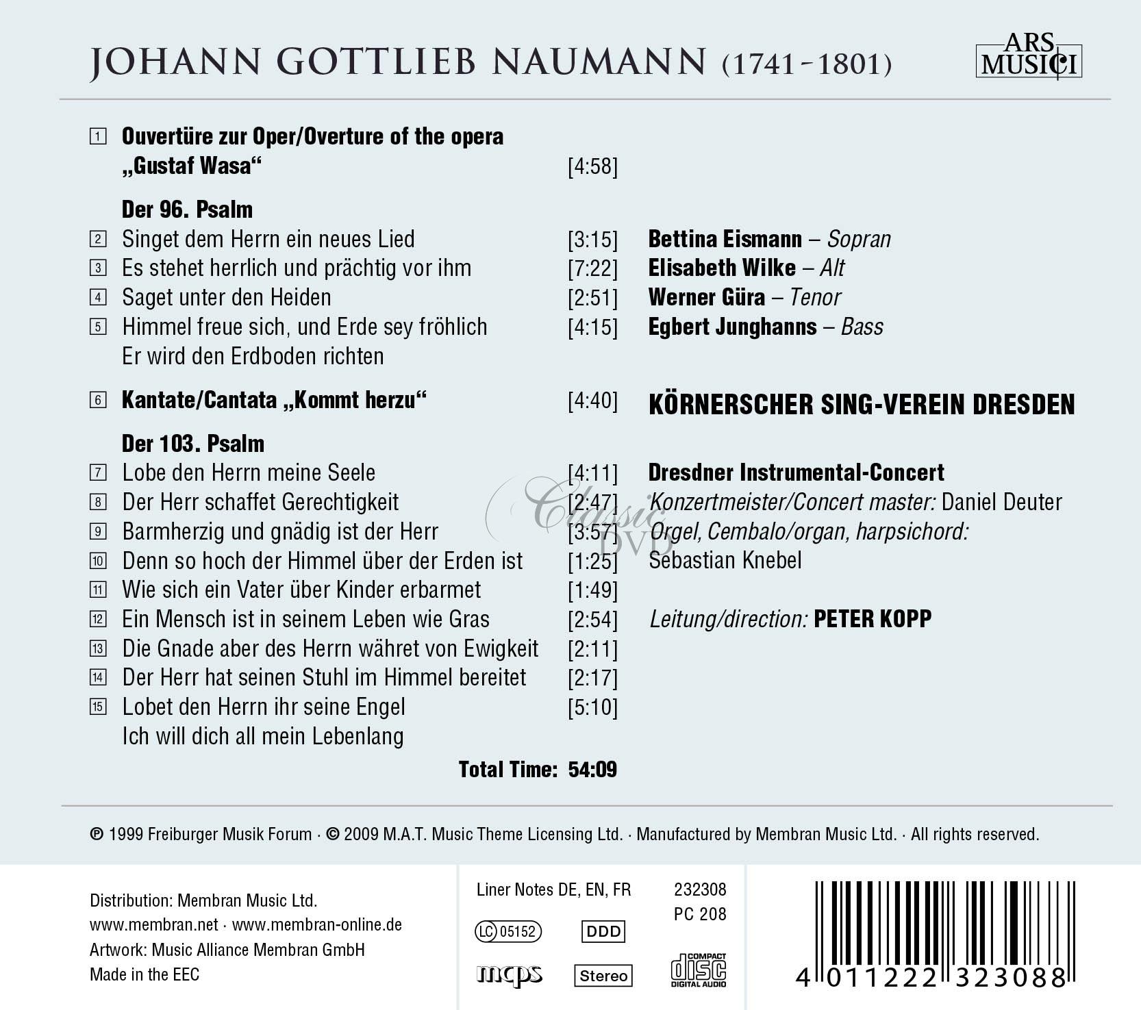 Johann Gottlieb Naumann: Psalm 96 & 103 (CD)