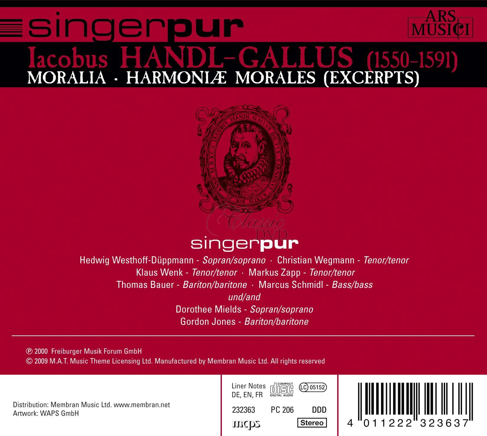 Iacobus Handl-Gallus - Harmonie Morales - Excerpts (CD)