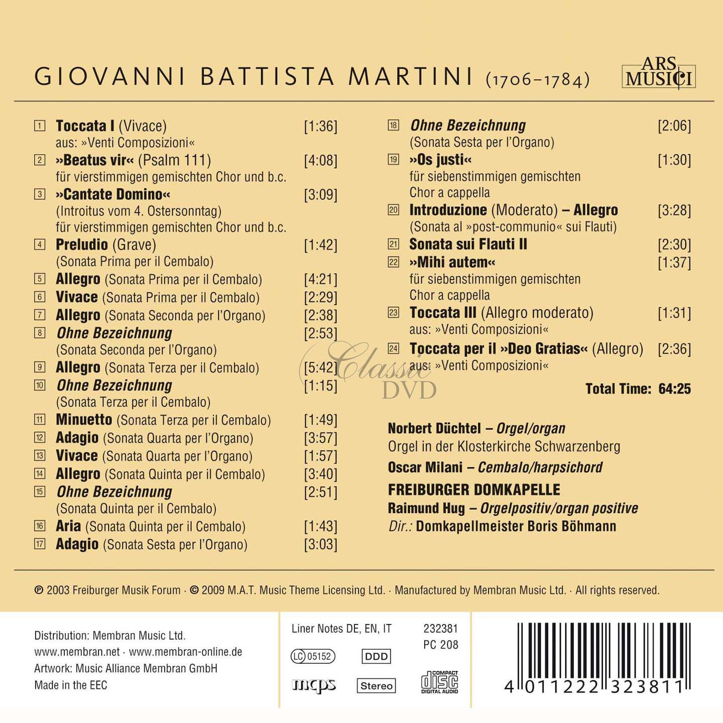 Giovanni Battista Martini - Sacred Vocal Music (CD)