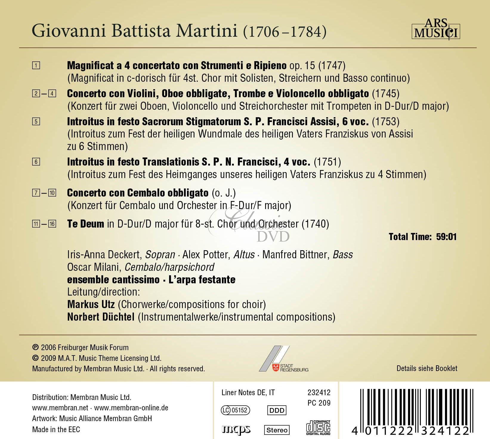 Giovanni Battista Martini - Sacred Works (CD)