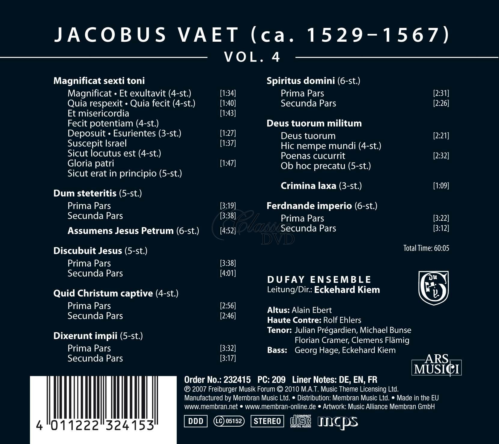 JACOBUS VAET Magnificat - Gospel Motets (CD)