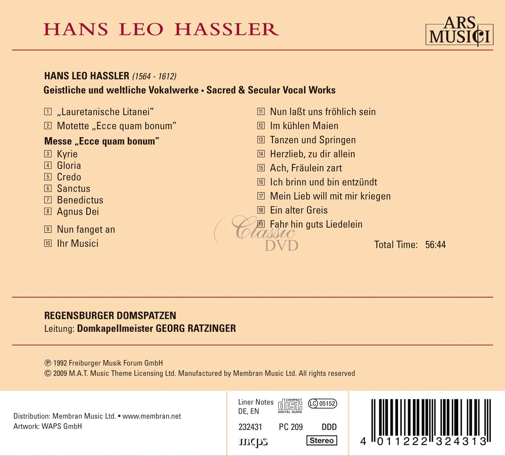 Hans Leo Hassler - Sacred & Secular Vocal Works (CD)