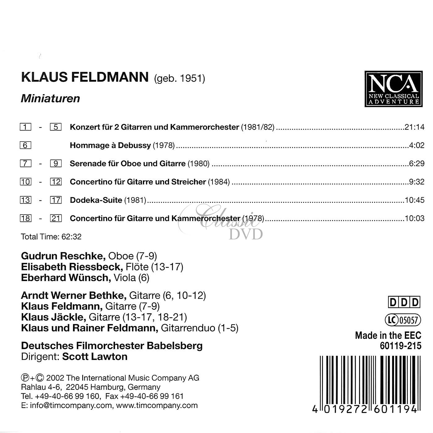 Klaus Feldmann - Miniaturen - Guitar Chamber Music (CD)