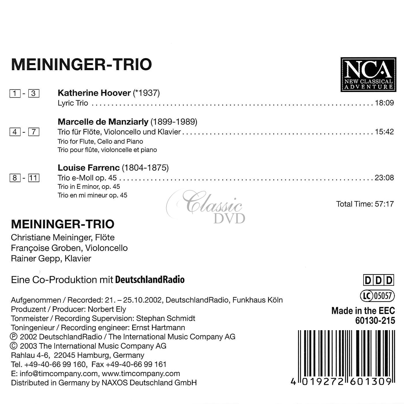 Meininger-Trio - Hoover, Manziarly, Farrenc (CD)