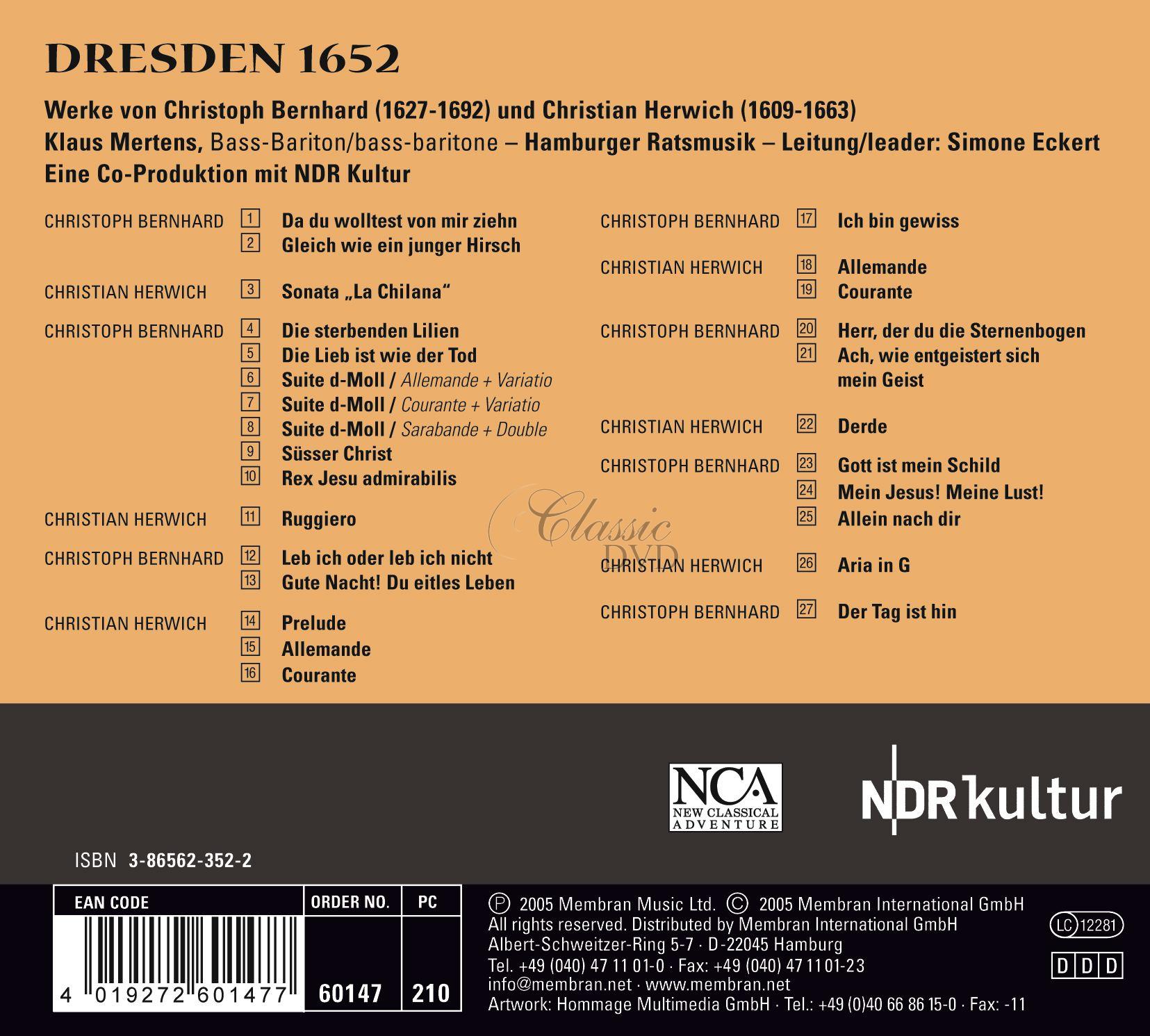Christoph Bernhard & Christian Herwich - Dresden 1652 (CD)
