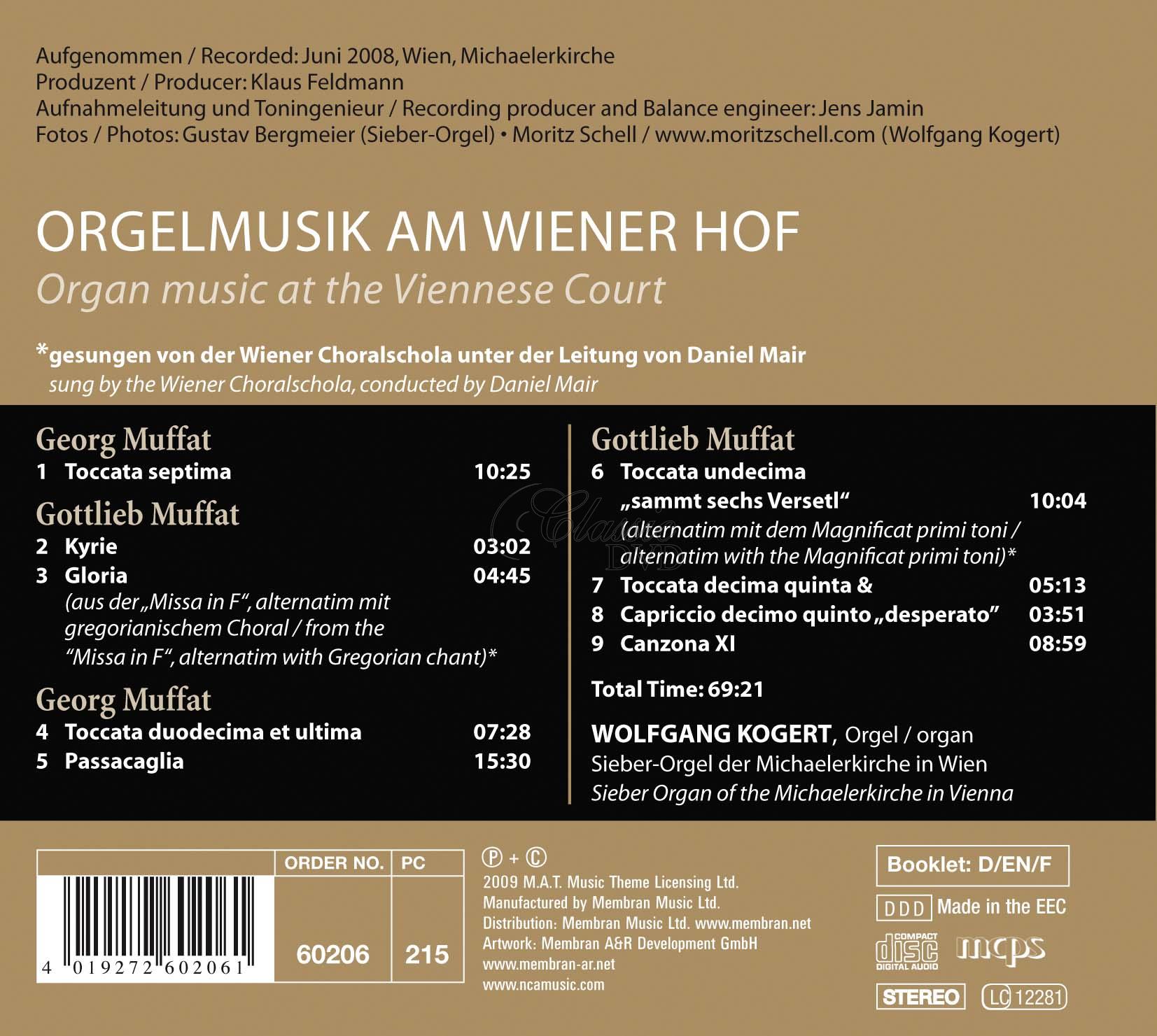Georg Muffat / Gottlieb Muffat - Organ Music At Viennese Court (CD)