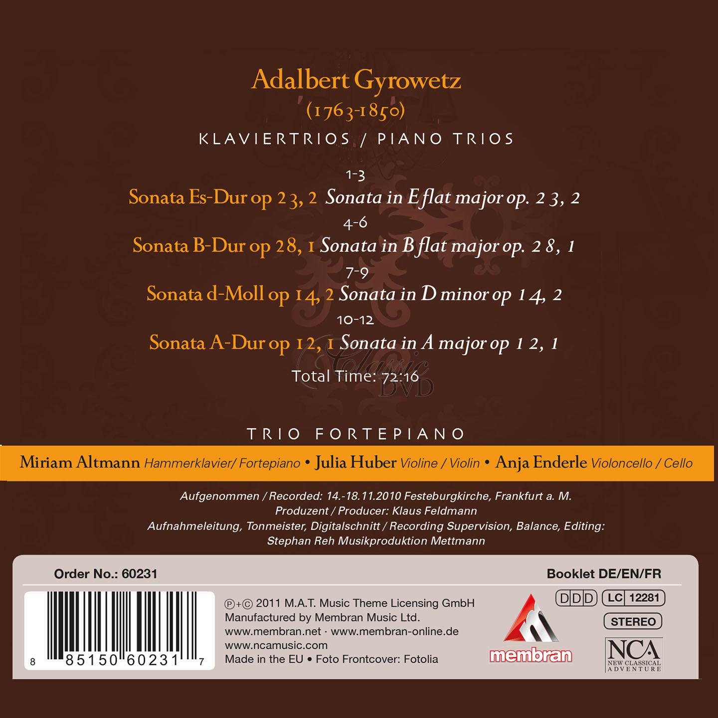 Adalbert Gyrowetz (Vojtěch Matyáš Jírovec) - Piano Trios (CD)