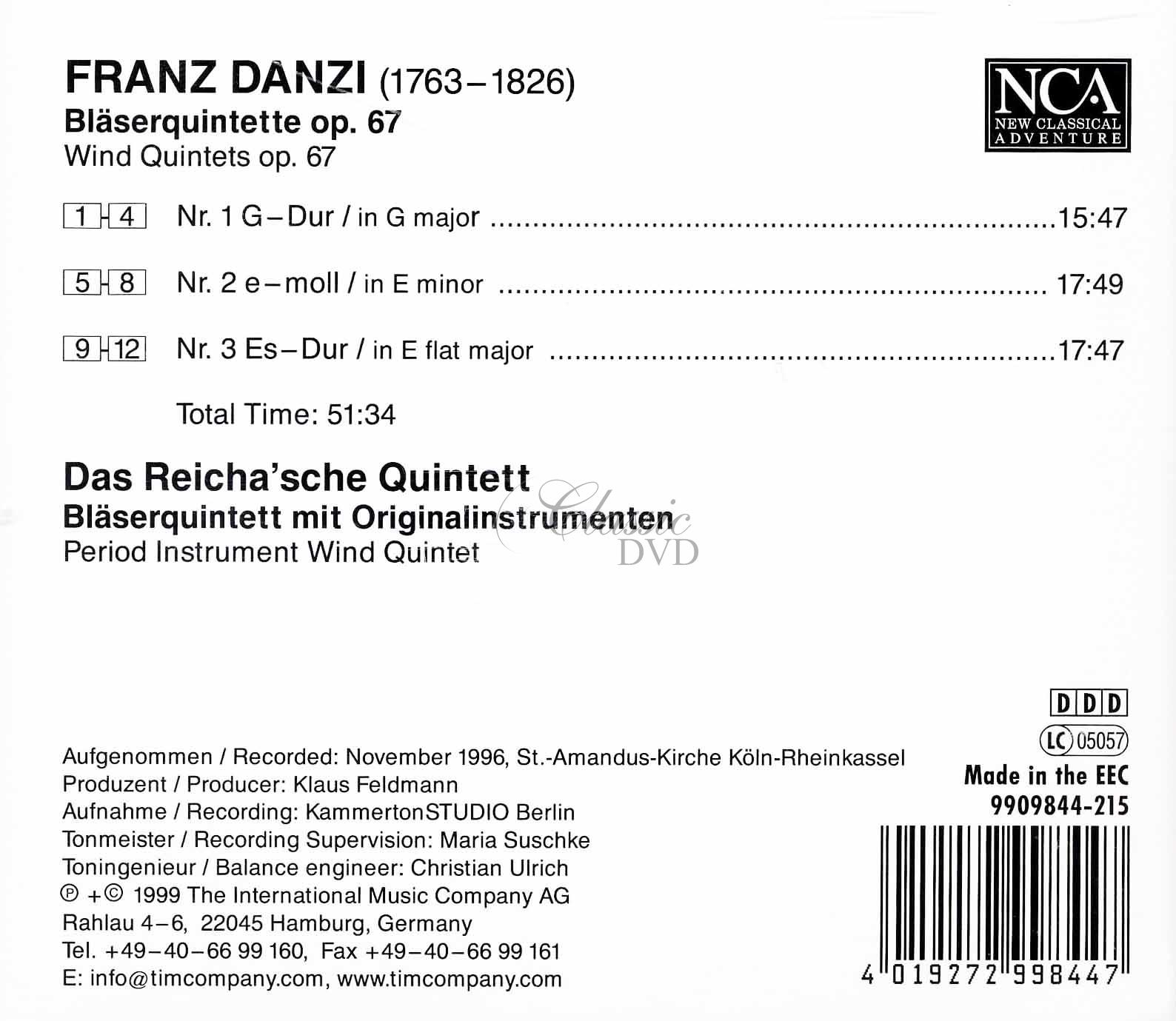 Franz Danzi - Bläserquintette op.67 Nr.1-3 (CD)