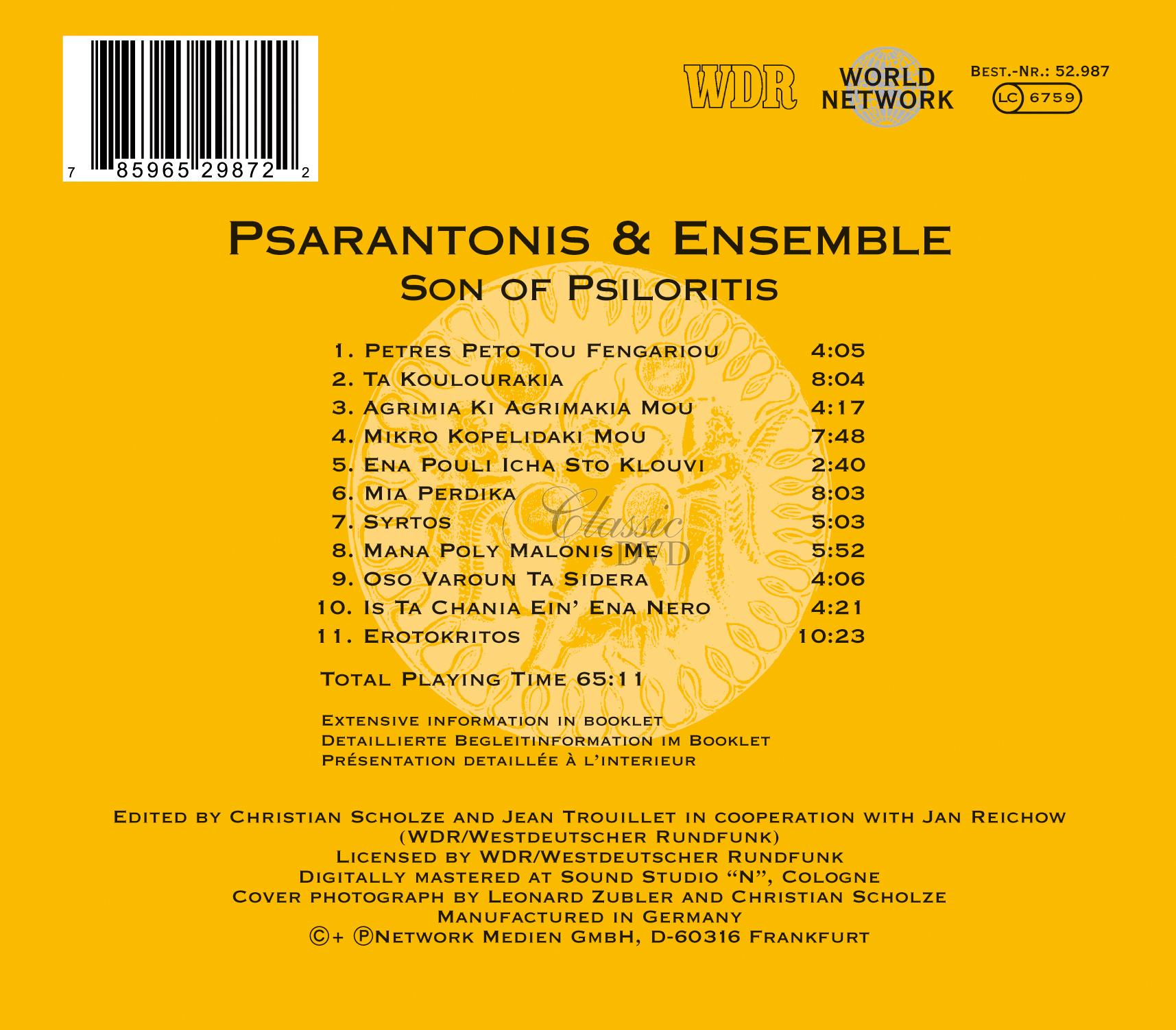 Psarantonis & Ensemble - Crete: Son Of Psiloritis (CD)