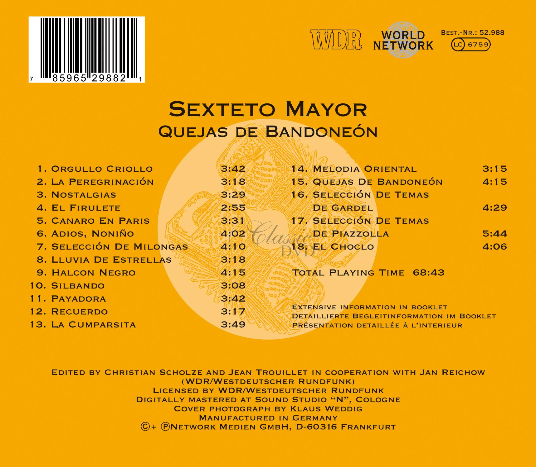 Sexteto Mayor - Quejas De Bandoneon - Tango (CD)