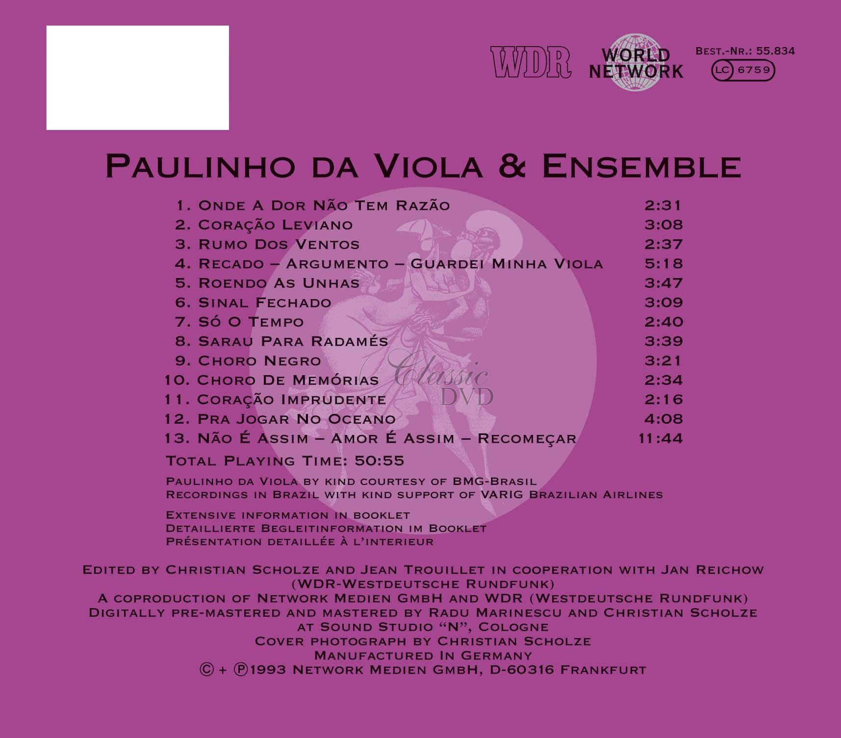  Paulinho Da Viola & Ensemble ‎- Brazil: Samba E Choro Negro (CD)