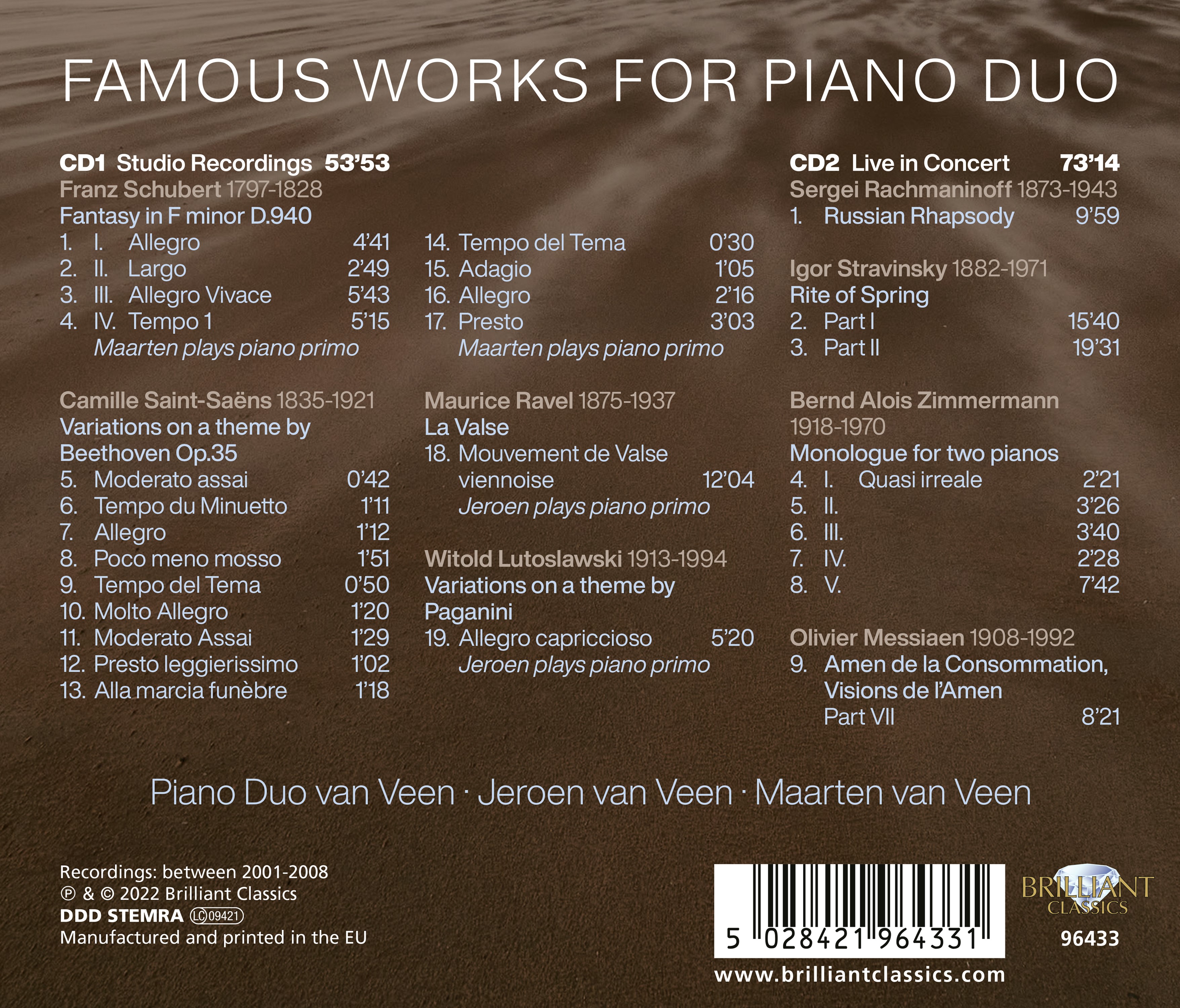Famous Works for Piano Duo (2CD)