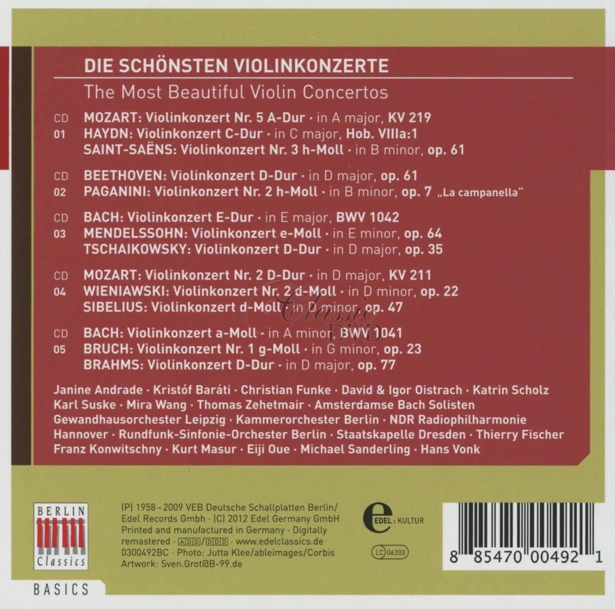 Violin Concertos - Most Beautiful Violin Concertos / Nejoblíbenější houslové koncerty (5CD)