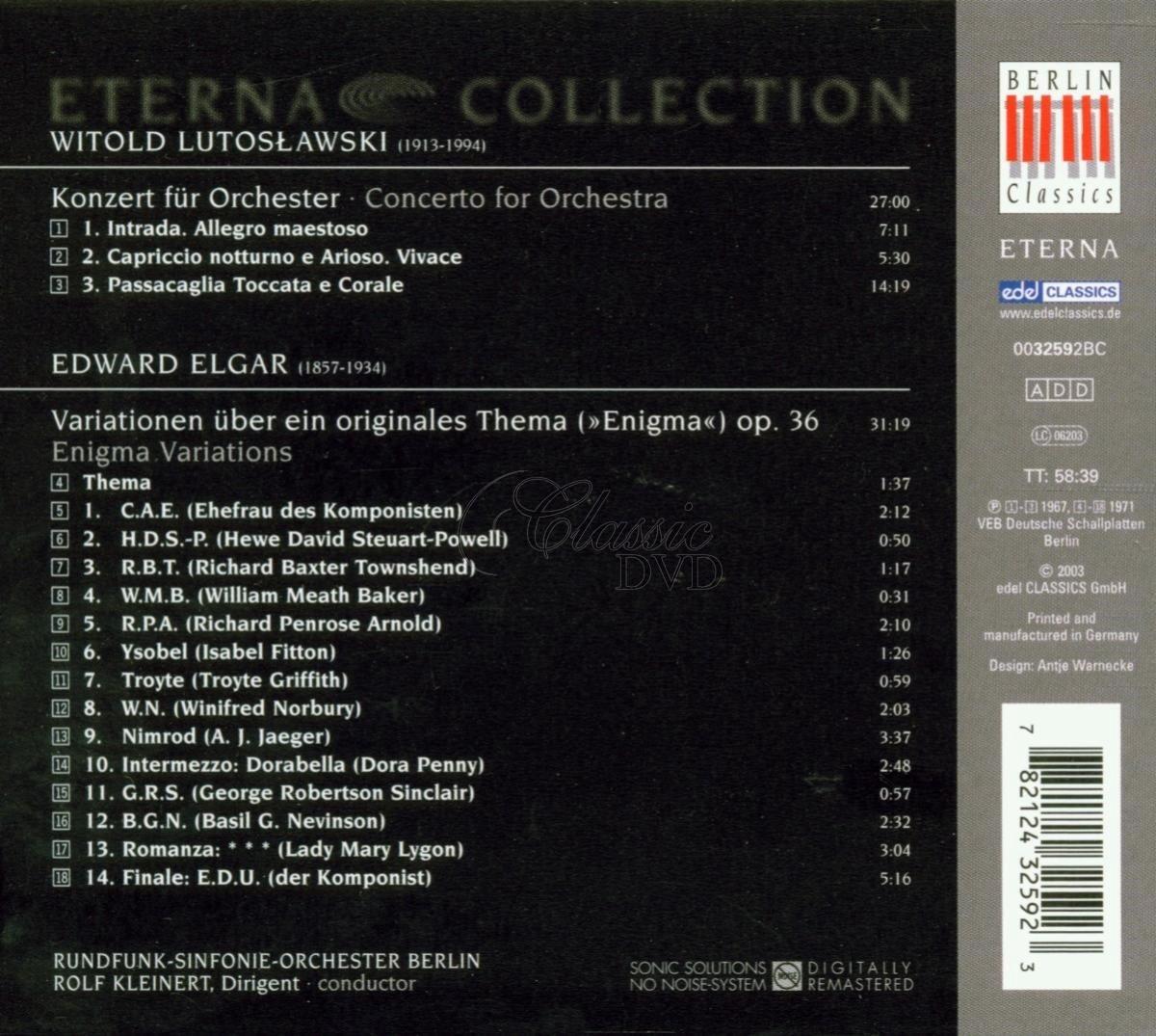 Lutoslawski - Concert For Orchestra / Elgar - Enigma Variations (CD)