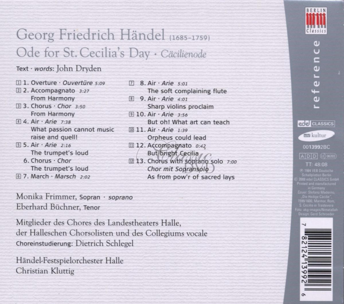 Georg Friedrich Händel: Ode for St.Cecilia's Day (CD)
