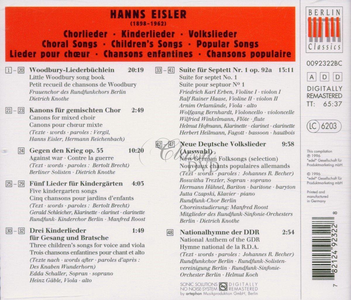 Hanns Eisler: Woodbury-Liederbüchlein (CD)