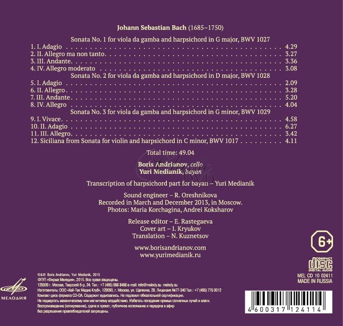 J.S. BACH - Sonatas - Cello & Bayan (CD)
