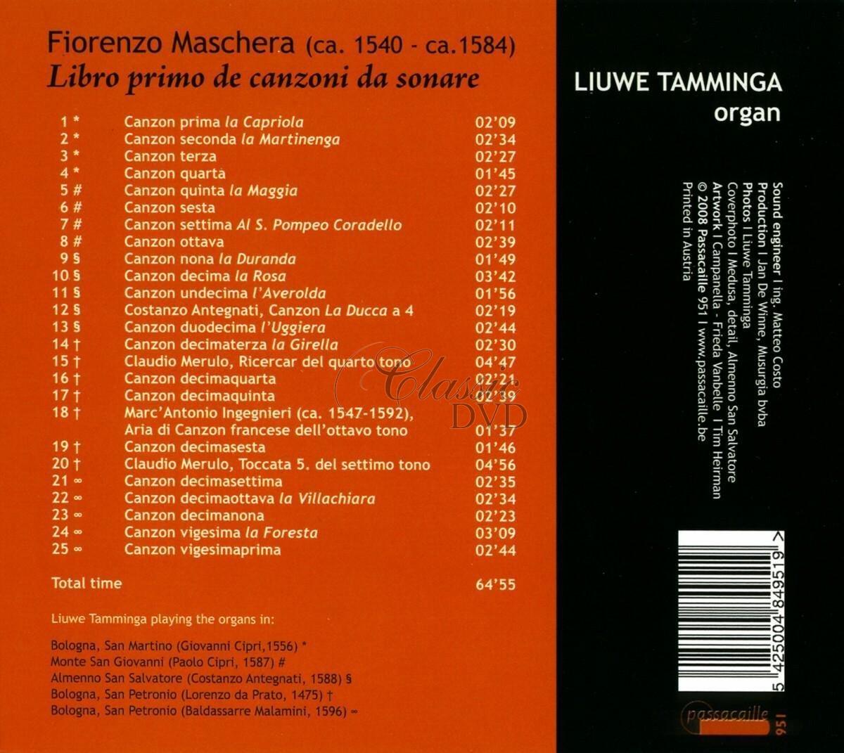 Fiorenzo Maschera - Libro primo di canzoni da sonare (CD)