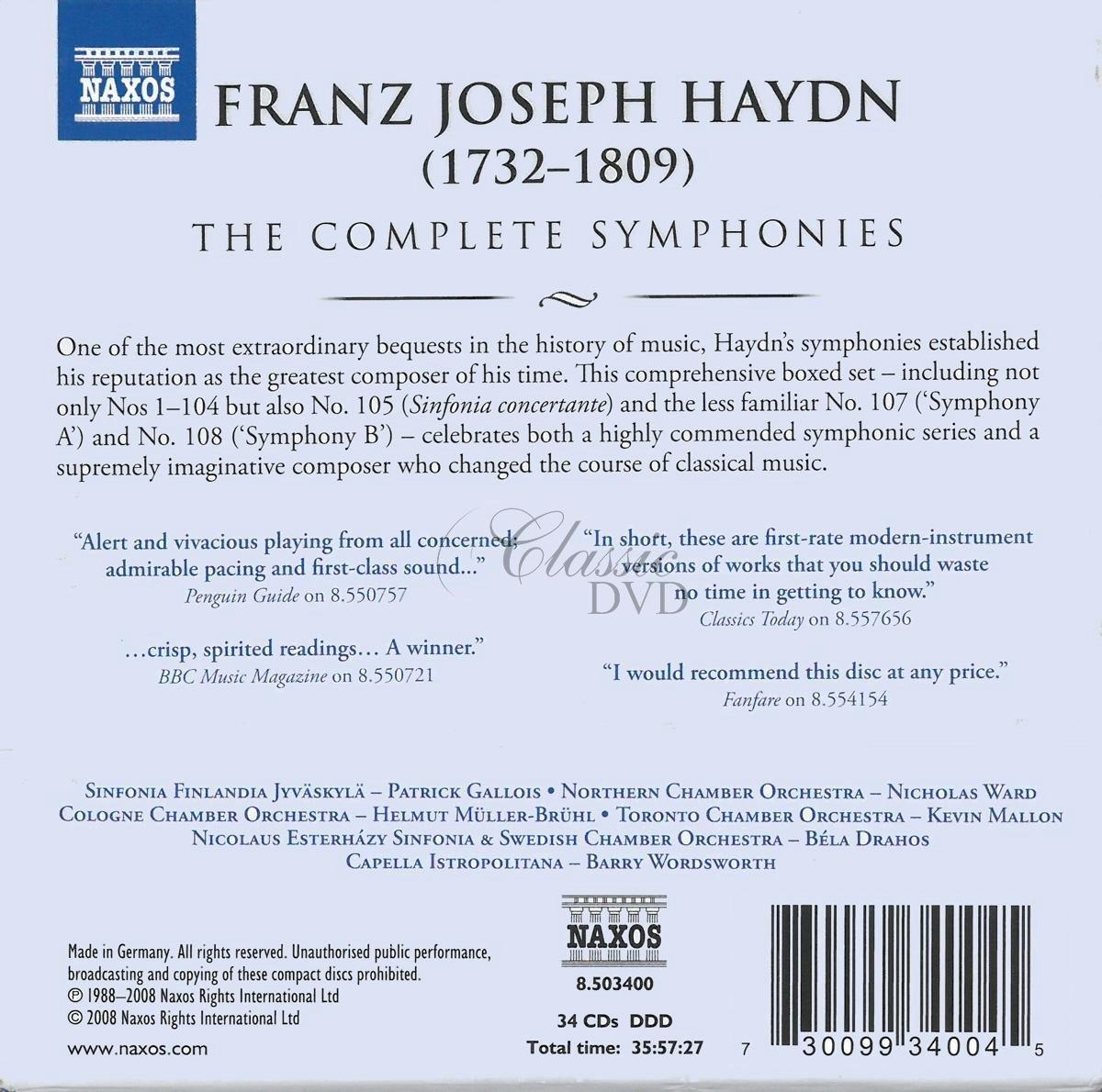 Joseph Haydn: Complete Symphonies 1-104 (34CD)