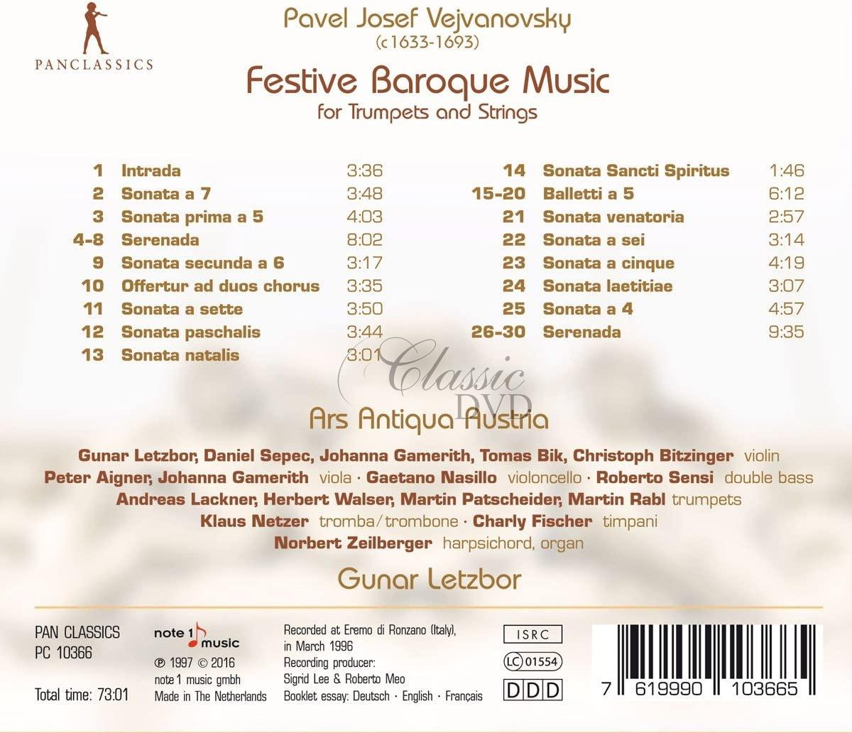 Pavel Josef Vejvanovsky - Festive Baroque Music (CD)