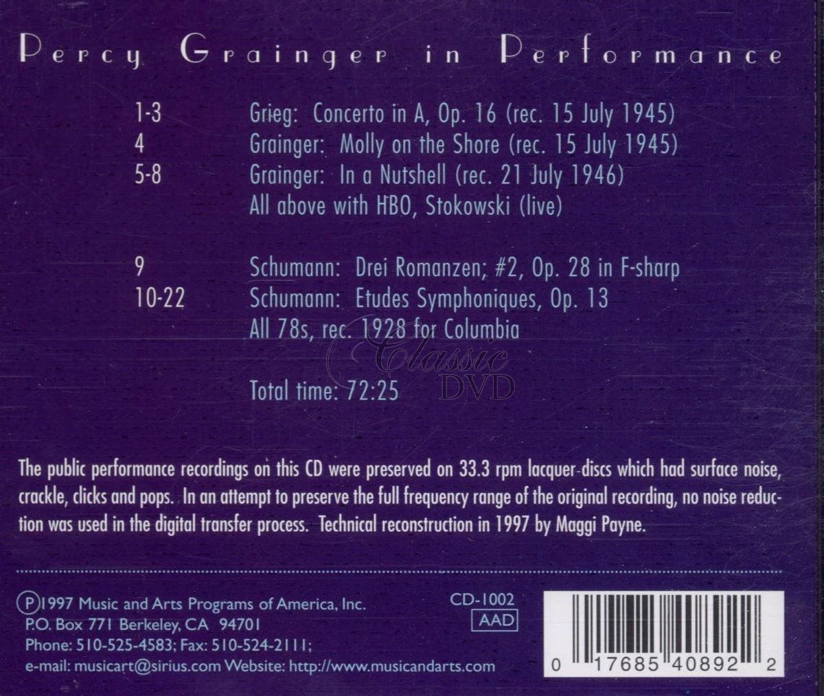 Percy Grainger in Performance - Grieg, Schumann (CD)