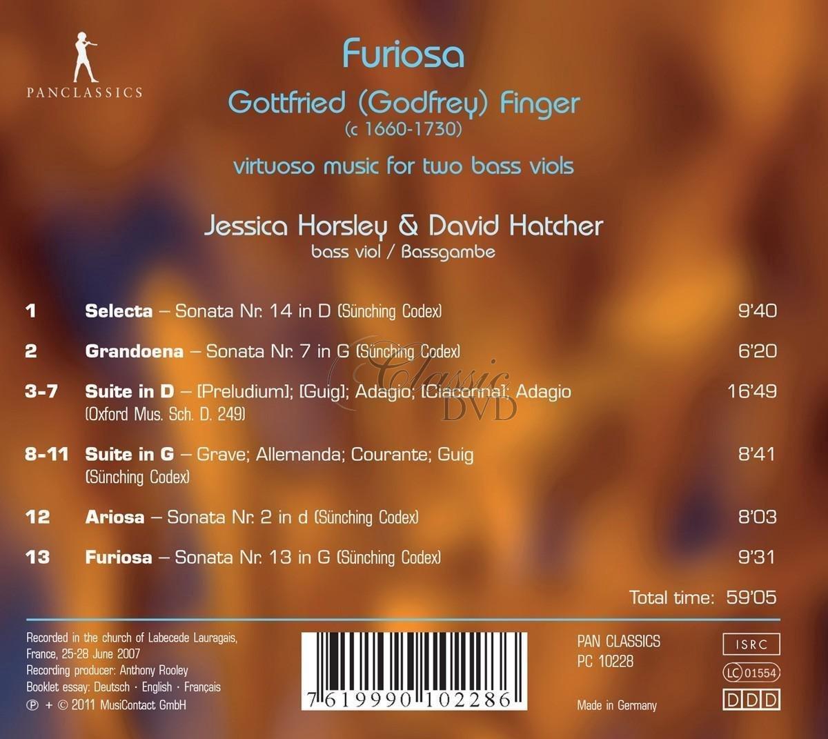 Gottfried Finger - Furiosa - Viruoso Music for two Bass Viols (CD)