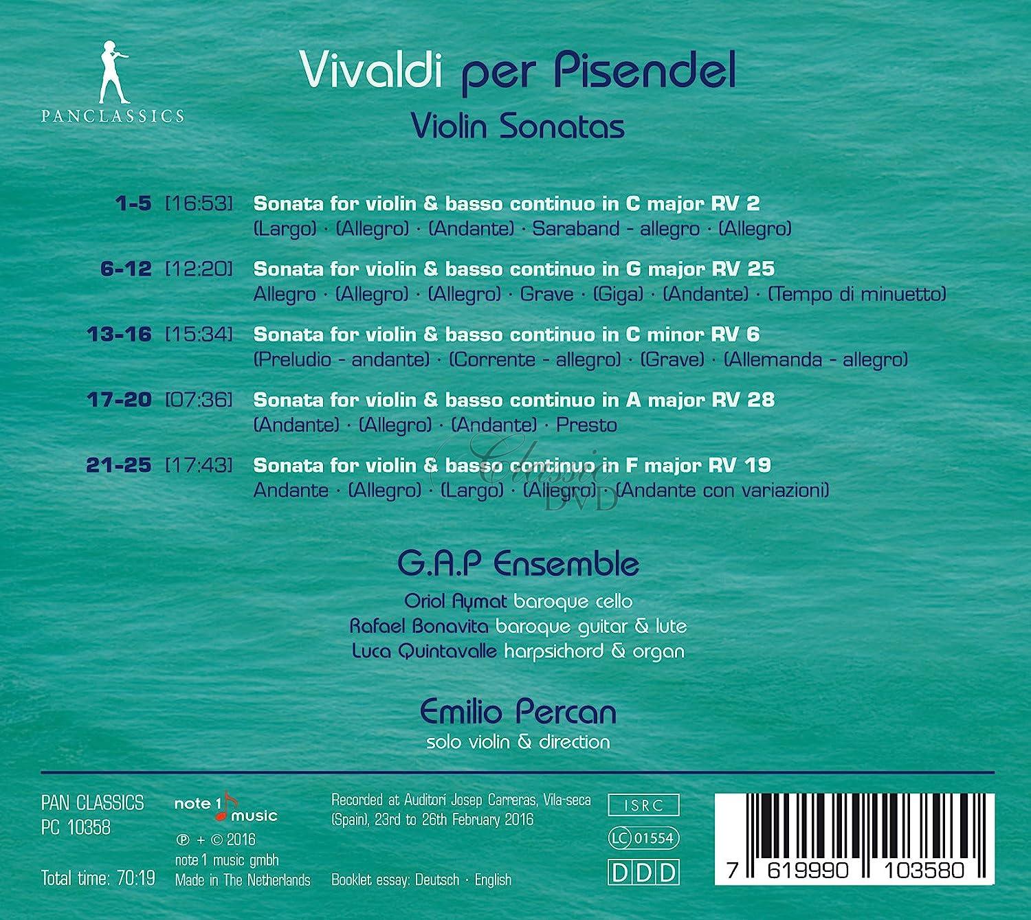 Vivaldi per Pisendel - Violin Sonatas - RV 2,6,19,25 & 29 (CD)