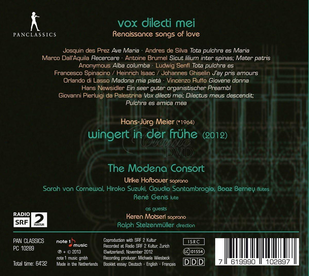 Vox dilecti mei - Renaissance Songs of Love (CD)
