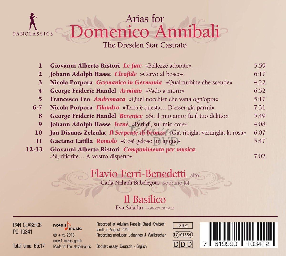 Arias for Domenico Annibali - The Dresden Star Castrato (CD)
