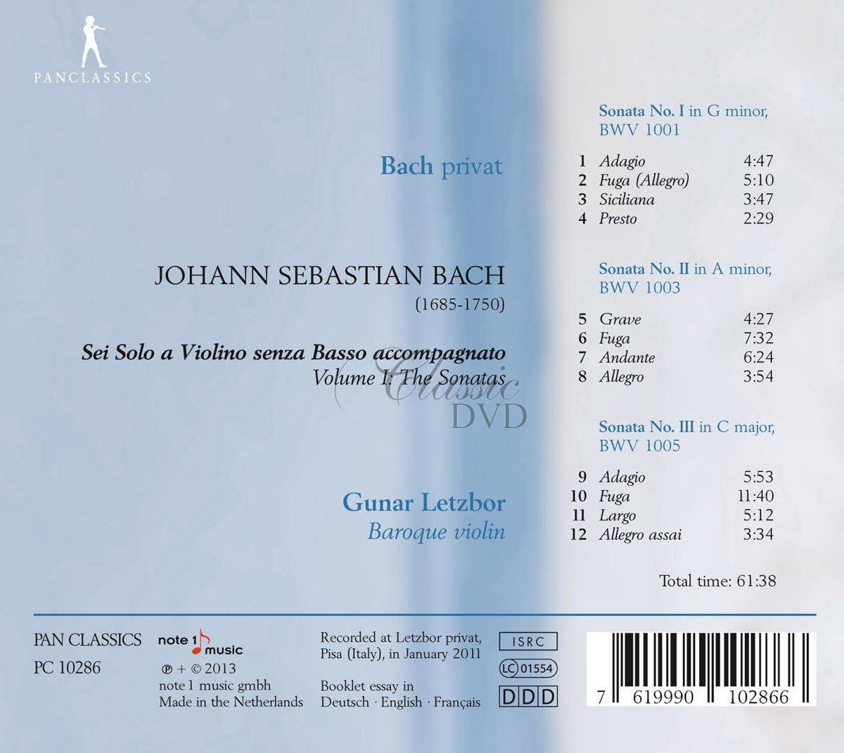 Johann Sebastian Bach - Sonatas BWV 1001, 1003, 1005 (CD)