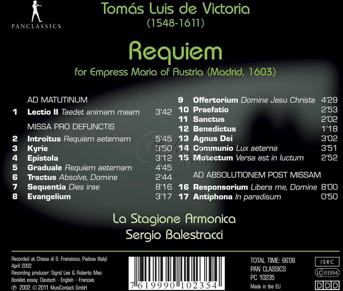 Tomás Luis de Victoria - Requiem Officium Defunctorum (CD)