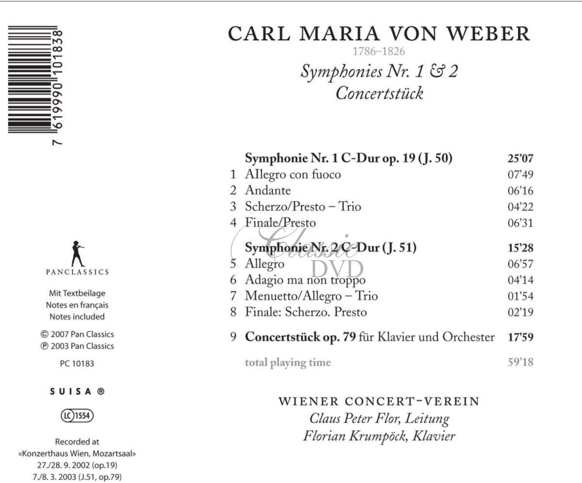 Carl Maria von Weber - Symphonies Nr. 1 & 2 / Concertstück (CD)