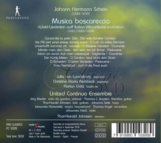 Johann Hermann Schein - Musica boscareccia (CD)