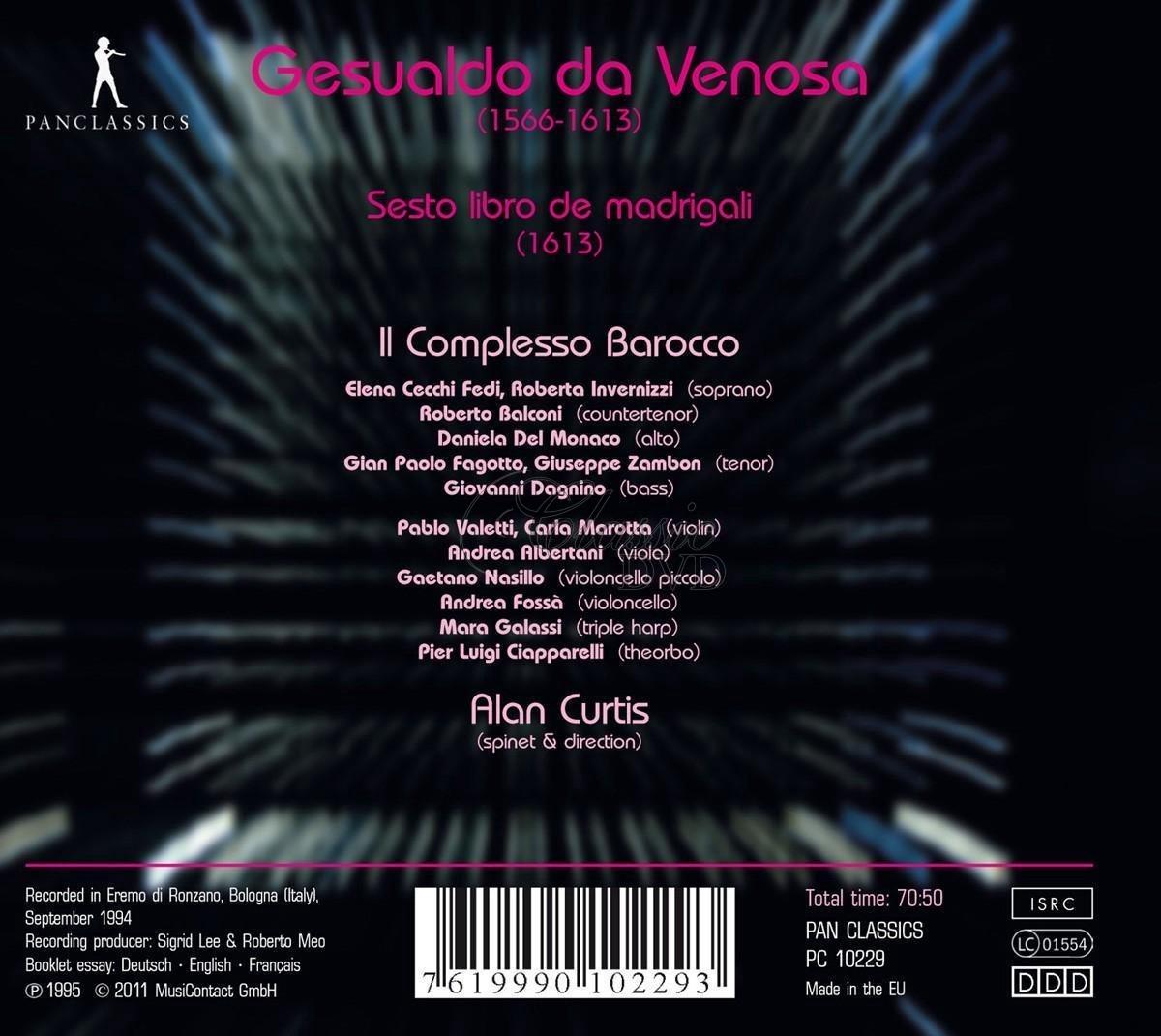 Gesualdo -  Sesto Libro De Madrigali (1613) (CD)
