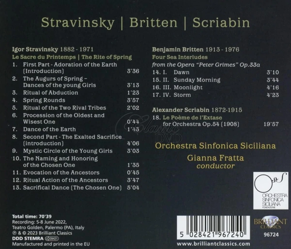 Gianna Fratta: Orchestral Music by by Stravinsky, Britten & Scriabin (CD)