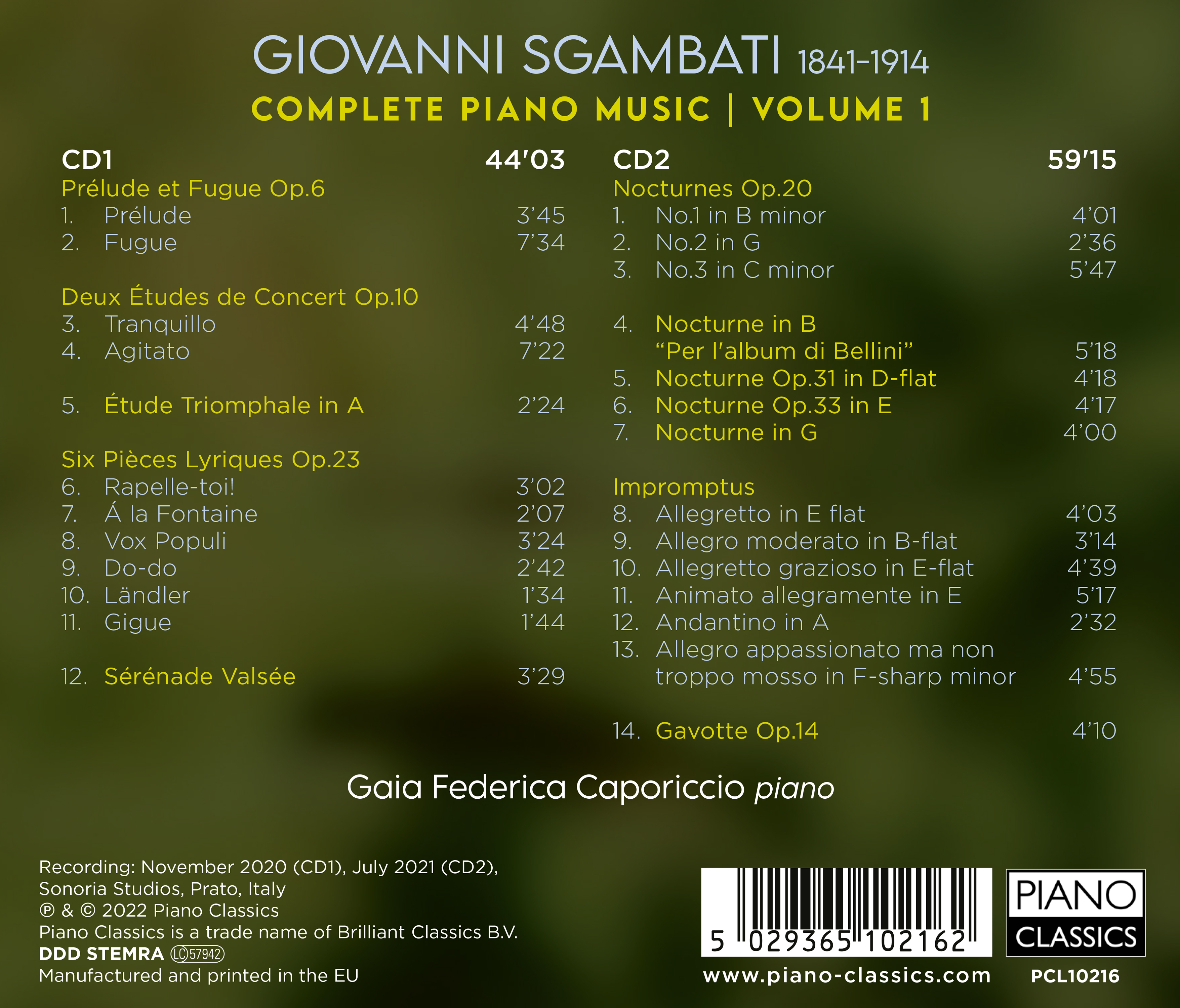 Sgambati: Complete Piano Music Vol.1 (2CD)
