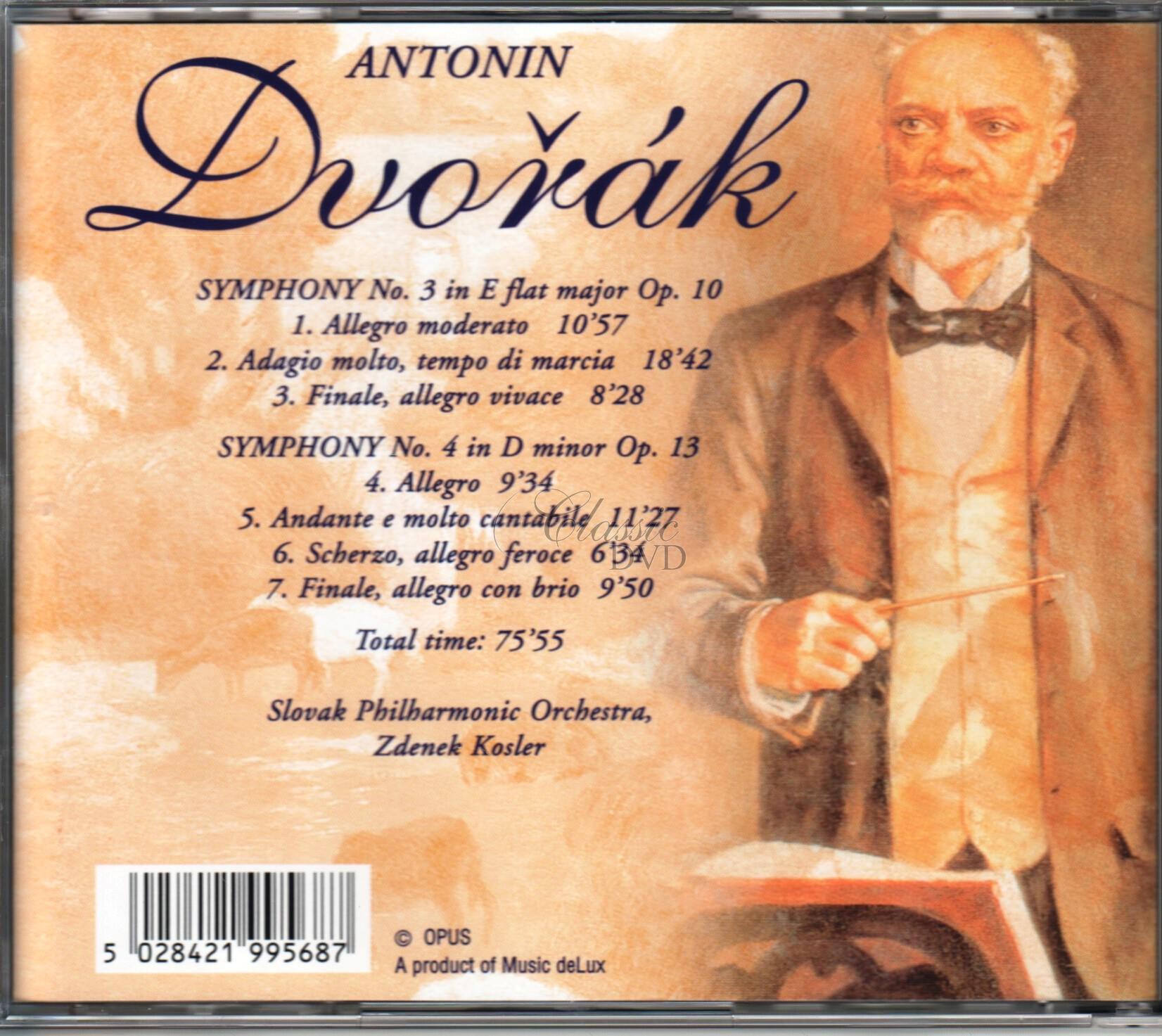 DVOŘÁK: SYMPHONY No. 3 in E flat major Op. 10, SYMPHONY No. 4 in D minor Op. 13 (CD)
