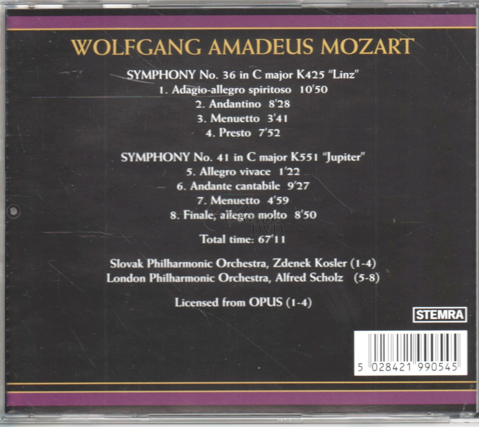 MOZART,W.A: SYMPHONIES NOS. 36 & 41 (CD)