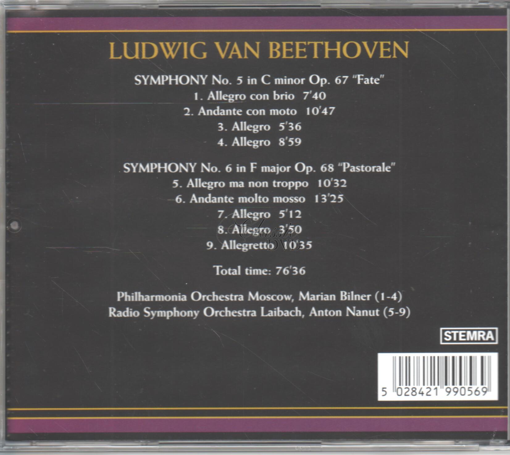 BEETHOVEN: SYMPHONY NO. 5 OP. 67 / SYMPHONY NO. 6 OP. 68 (CD)