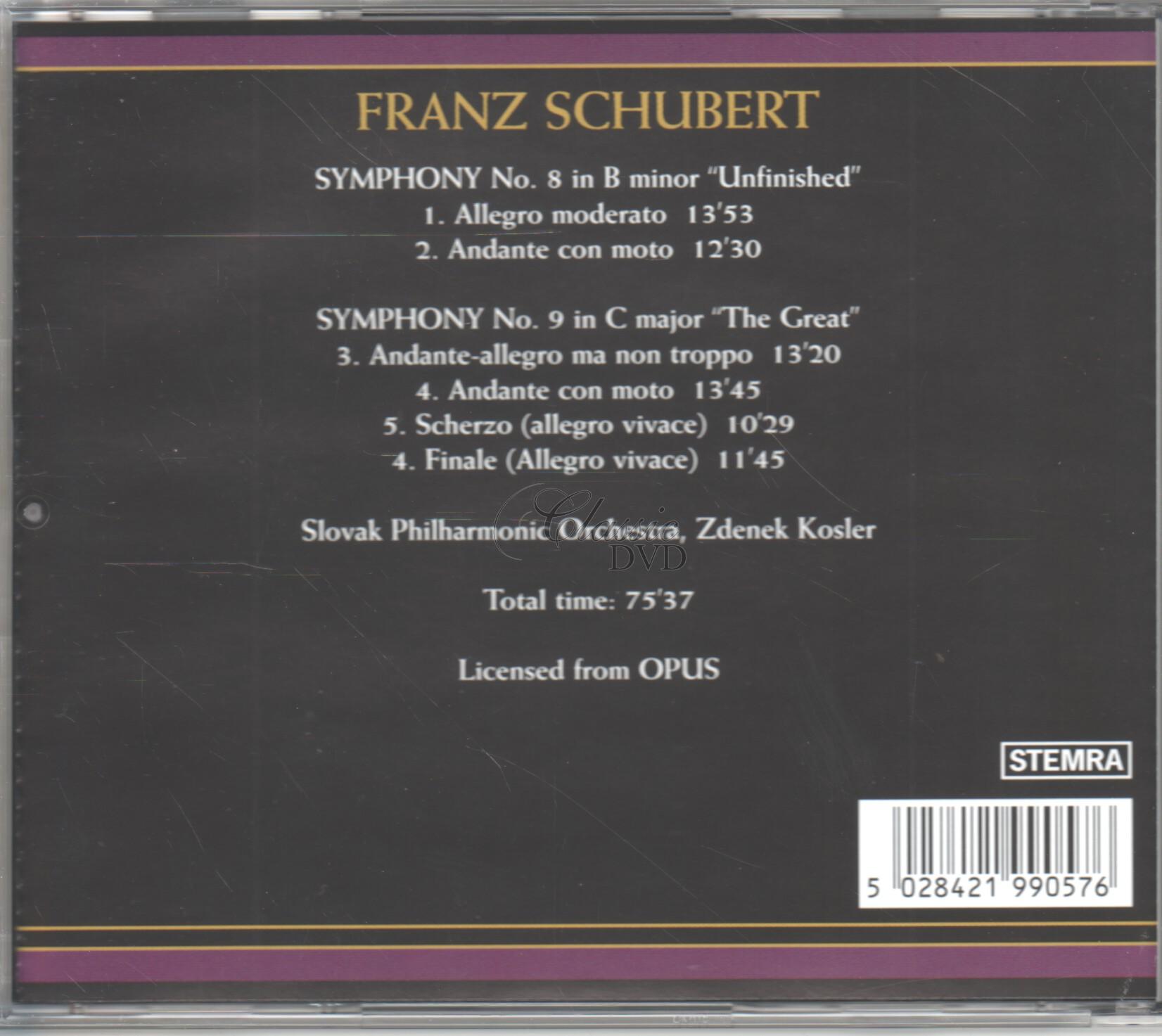 SCHUBERT: SYMPHONY NO. 8 / SYMPHONY NO. 9 (CD)