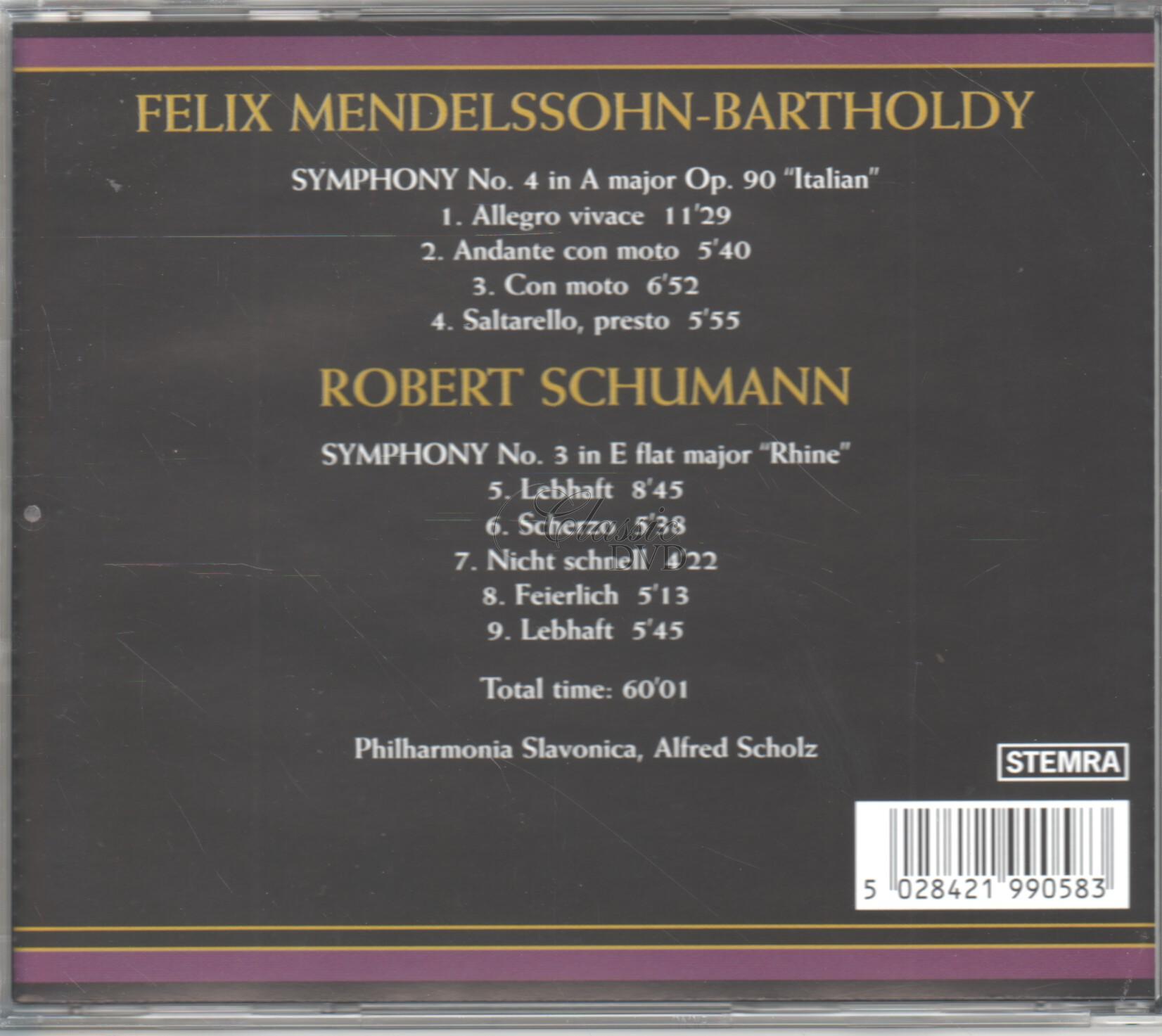 MENDELSSOHN Symphony No. 4 ''Italian'' / SCHUMANN Symphony No. 3 ''Rhine'' (CD)